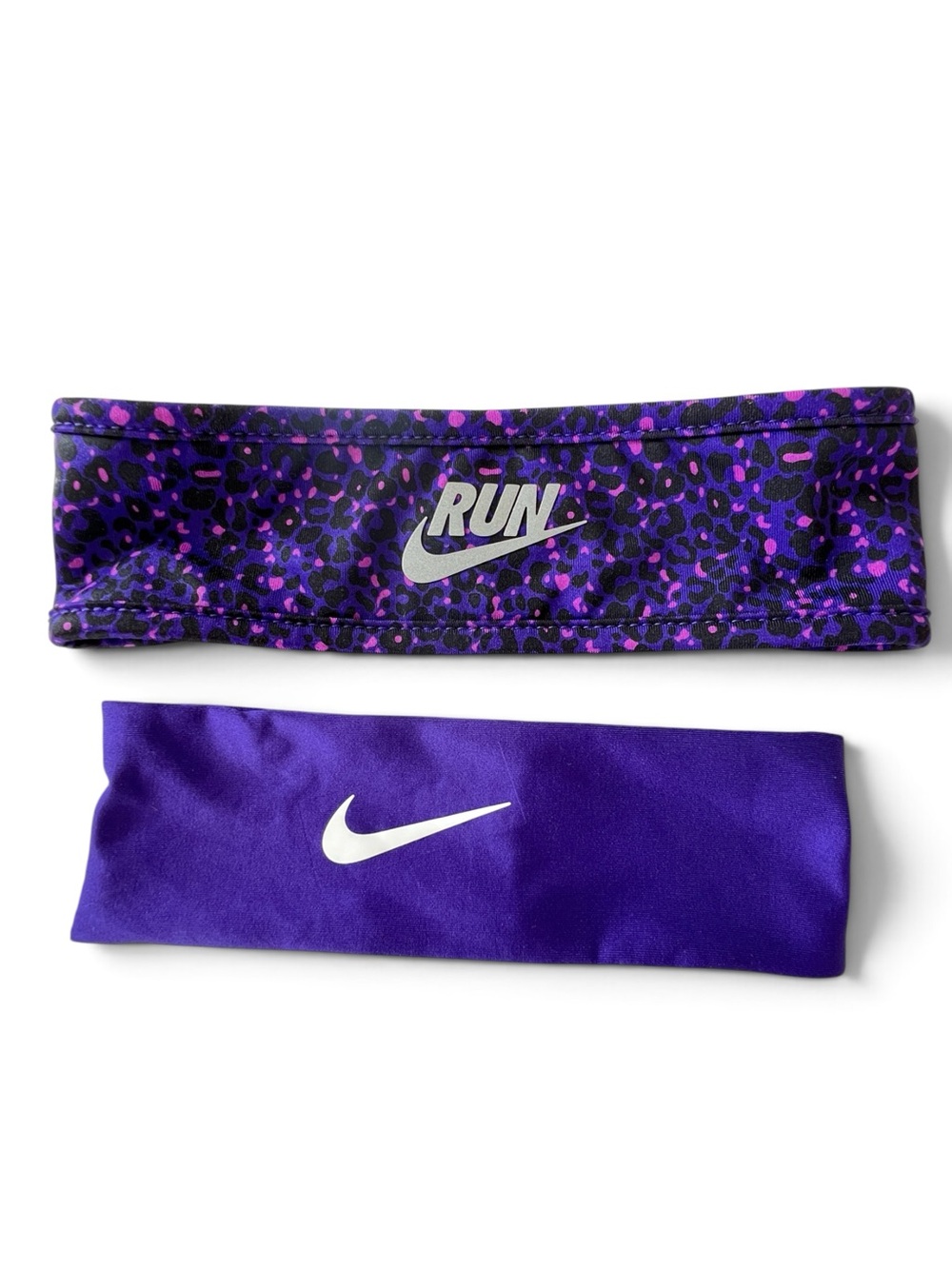 Nike Purple Headband Bundle Run Reversible Leopard + Fury 2.0, One Size
